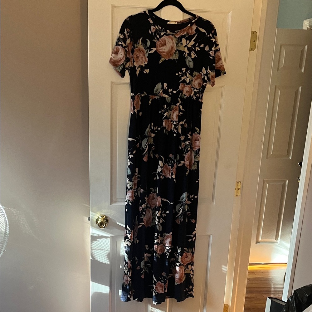 Beeson River Maternity Navy Blue Floral Maxi Dress